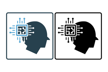 artificial intelligence icon head and cpu vector image