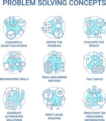 problem solving blue concept icons set vector image