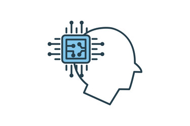 Artificial intelligence icon head and cpu vector