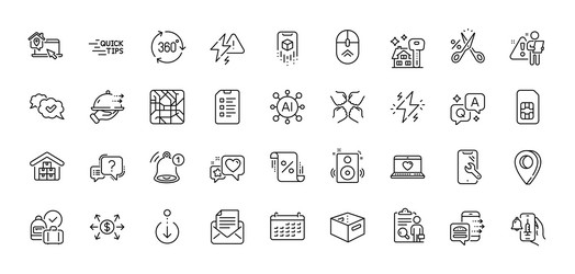 checklist scroll down and calendar line icons vector image
