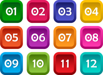 colorful set square buttons with numbers from vector image