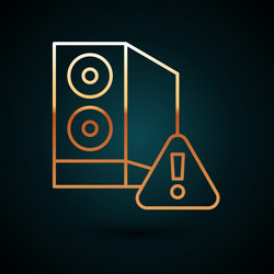 gold line case of computer with exclamation mark vector image