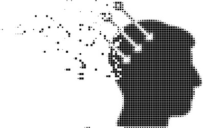 neural interface connectors destructed pixel icon vector image