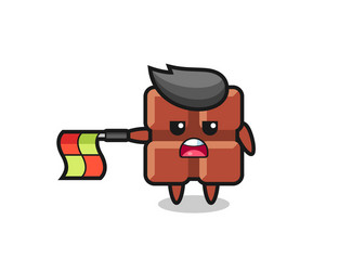 chocolate bar character as line judge hold vector image
