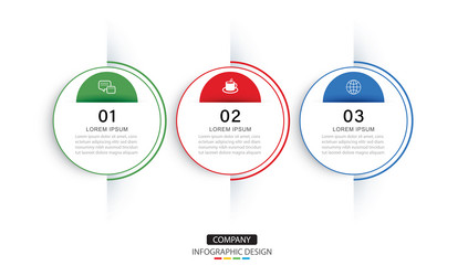 infographics circle timeline with 3 number data vector image