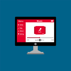 media player application app template with flat vector image
