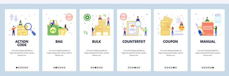 mobile app onboarding screens guidebook qr code vector image