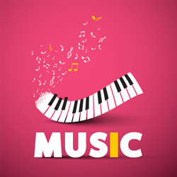 music poster design with piano keyboard on pink vector