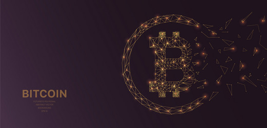 polygonal wireframe mesh futuristic with bitcoin vector image