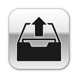 black upload inbox icon isolated on white vector image