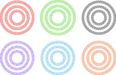chinese circle window frame isolated each item vector image