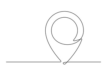Single one line drawing pin of map icon drop Vector Image
