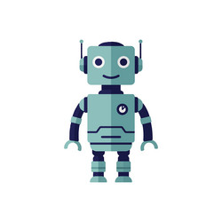 cute smiling robot character in flat design style vector image