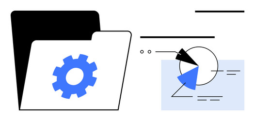 file folder with gear and abstract data vector image