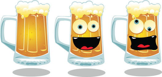 normal and funny glasses of beer vector