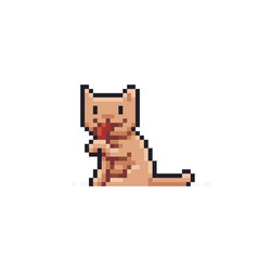 Pixel art cat vector