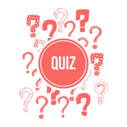 quiz banner design with pink hand drawn question vector image