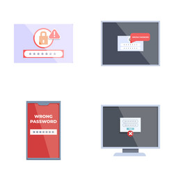 set of displaying incorrect password vector image