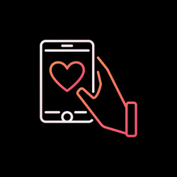 Smartphone with heart in hand colorful vector