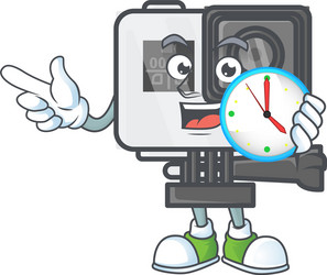 Action camera cartoon character style with a clock vector