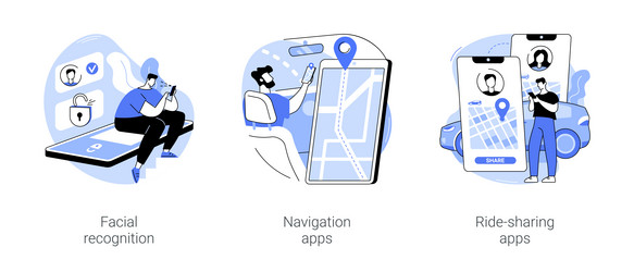 Artificial intelligence applications isolated vector