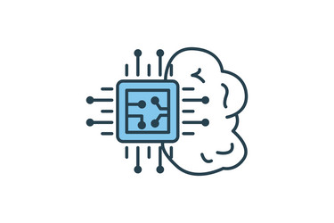 Artificial intelligence icon brain and cpu vector