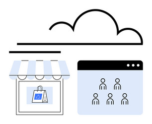 cloud-based retail and online networking concept vector image