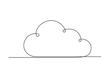 Continuous drawing of one line an cloud vector