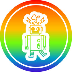 malfunctioning robot circular in rainbow spectrum vector image