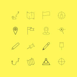 map and navigation linear icon set simple outline vector image