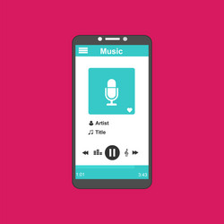 media player application app template with flat vector image