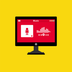 media player application app template with flat vector image