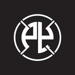 py logo monogram with four part circle slash vector image