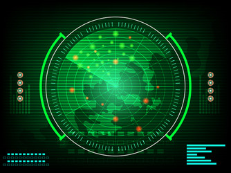 radar screen digital interface with world map vector image