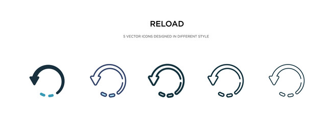 reload icon in different style two colored vector