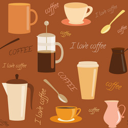 Seamless pattern with coffee related elements vector