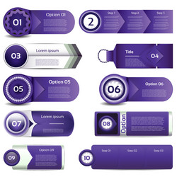 set of violet progress version step icons eps 10 vector