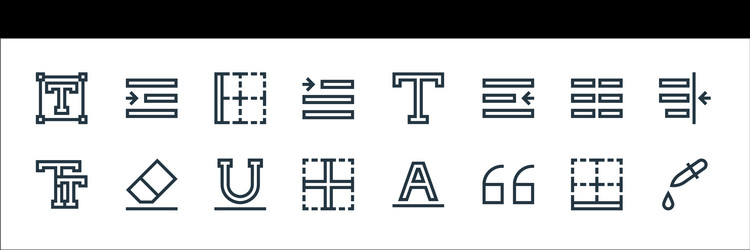 text editor line icons linear set quality vector image