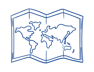 world map drawn in a simple outline showcasing vector image
