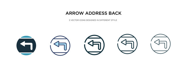 arrow address back icon in different style two vector image
