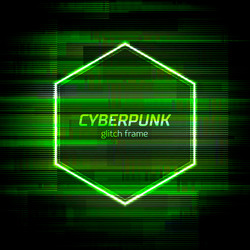 glitch cyberpunk frame with technology error vector image