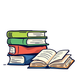ai-generated stack of colorful books with open vector image