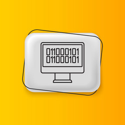 black binary code icon isolated on yellow vector image