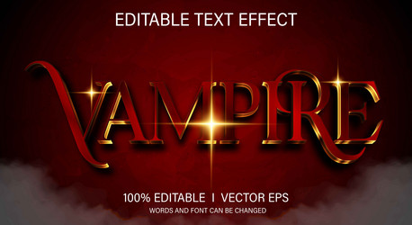 vampire 3d text effect with modern style design vector image