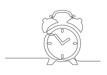 Continuous drawing of one line an alarm clock vector