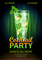 Disco background cocktail party poster vector