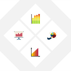 Flat icon diagram set of monitoring statistic vector