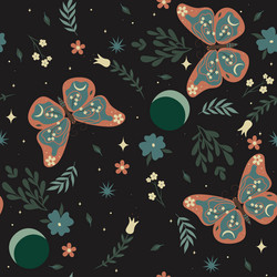 Seamless pattern with butterflies and flowers vector