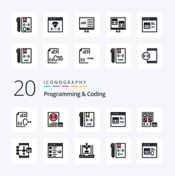 20 programming and coding line filled color icon vector image