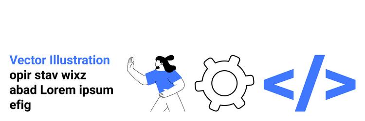 developer with gear and code brackets representing vector image